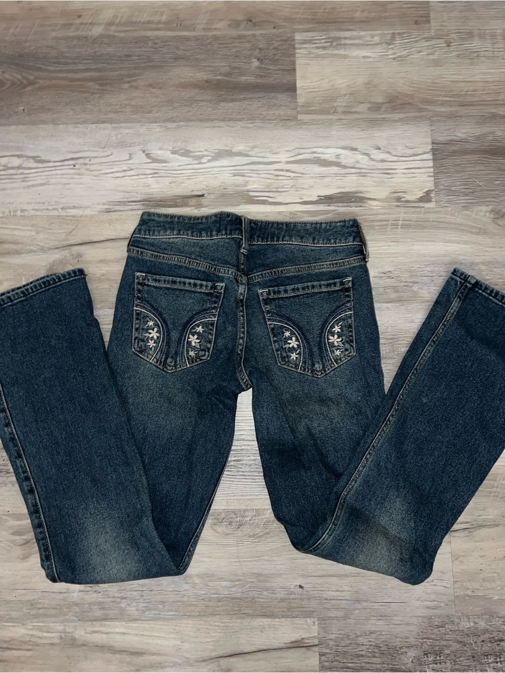 Hollister Dark Blue Bootcut Jeans with Embroidered Back Pockets